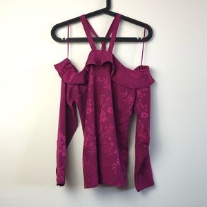 Guess off the shoulder floral pink top